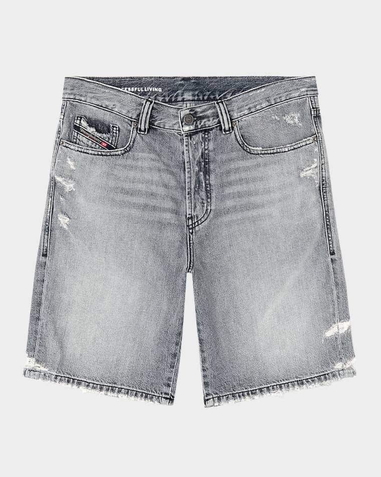Men's Regular Distressed Denim Shorts by DIESEL