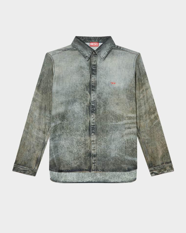 Men's S-Simply-LKCT Viscose Button-Down Shirt by DIESEL