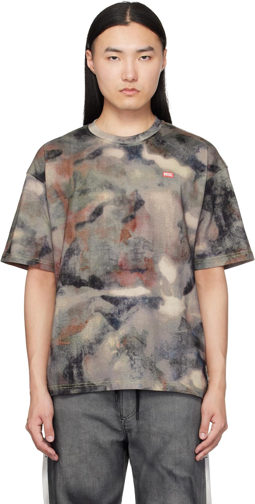 Multicolor Heavy Cotton Camo Print T-shirt by DIESEL