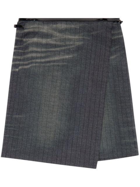 O-Kessy pinstriped-pattern asymmetric-hem mini skirt by DIESEL
