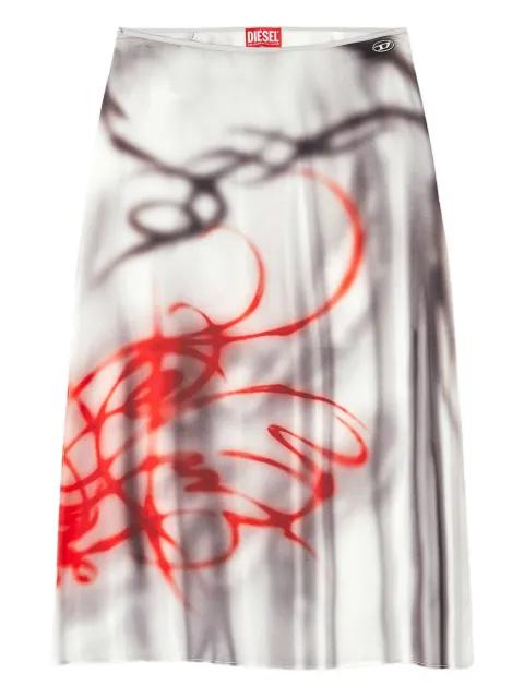 O-Rchid-S1 printed midi skirt by DIESEL
