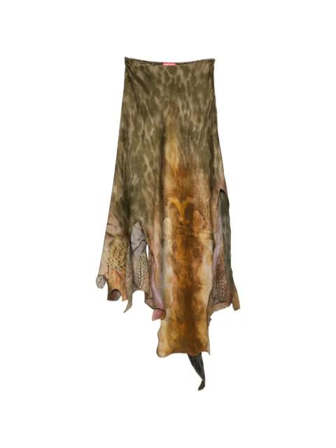O-Torn asymmetric animal-print skirt by DIESEL