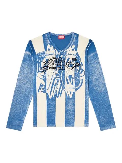 Oliba stripe-print V-neck sweater by DIESEL