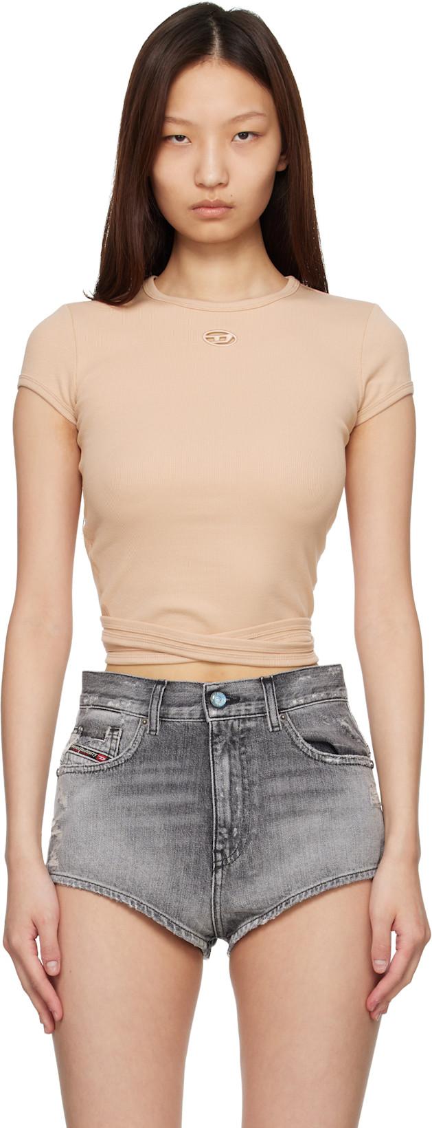 Pink Ribbed Wrap-Around Laces T-shirt by DIESEL