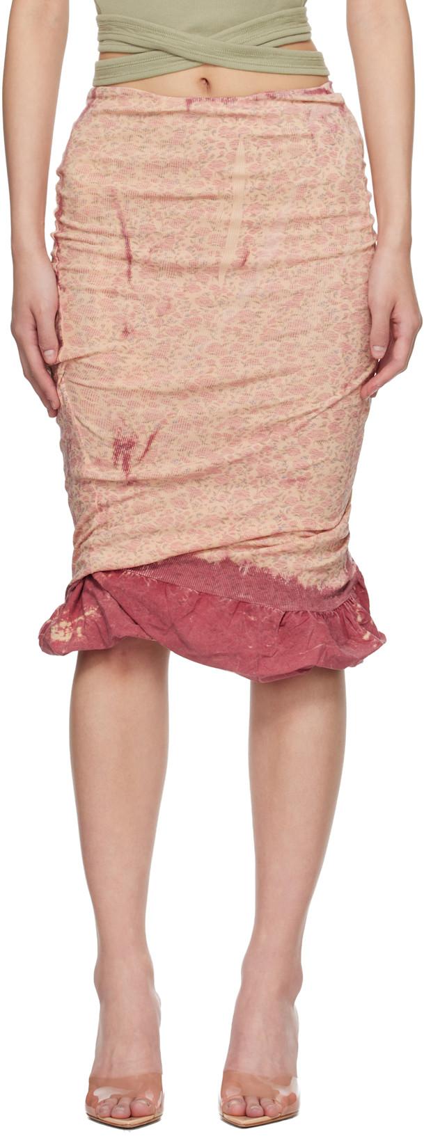 Pink Treated Double-Layer Puffy Hem Miniskirt by DIESEL