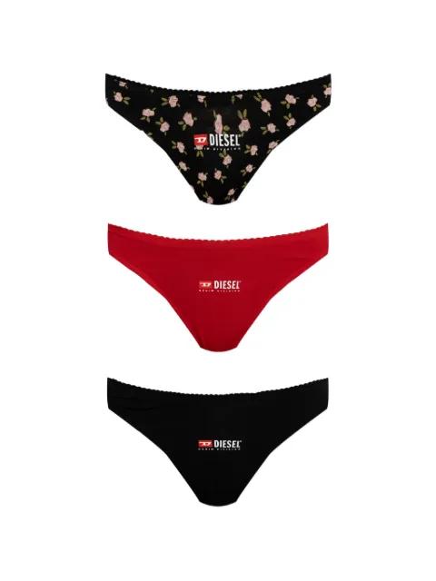 Punchy-D-Core logo-print cotton thongs (pack of three) by DIESEL