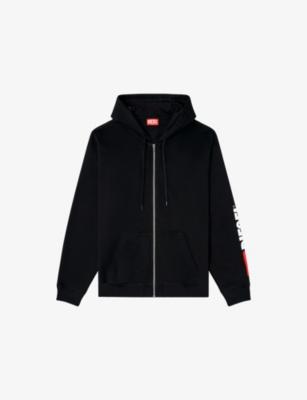 S-Boxt-Zip-Hood-Div Branded Cotton-Jersey Hoody by DIESEL