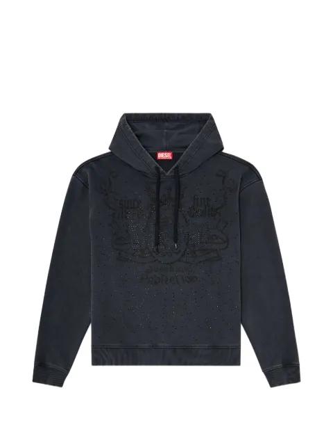 S-Norm rhinestone-embellished acid-wash hoodie by DIESEL
