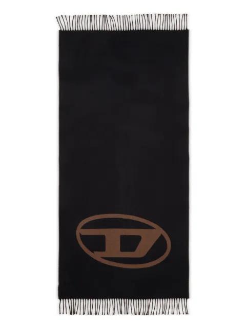 S-Tevie oval-logo fringed scarf by DIESEL