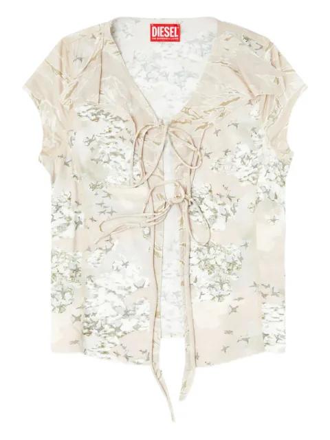 T-Afrymy lace-up floral top by DIESEL
