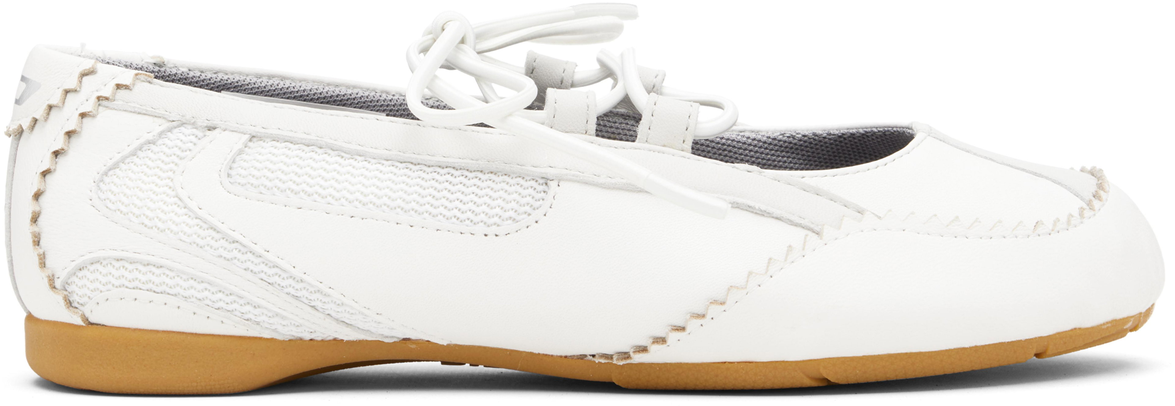 White D-Mile Lace-Up Ballerina Flats by DIESEL