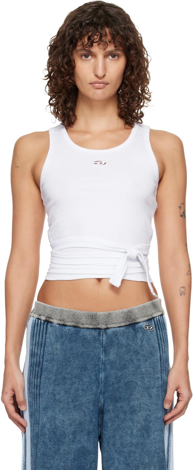 White Wrap-Around Crop Tank Top by DIESEL