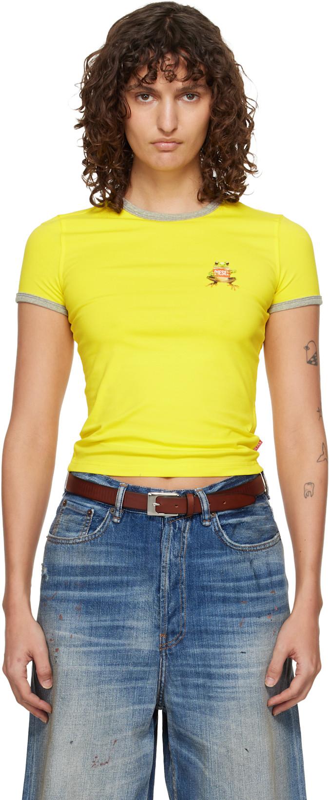 Yellow Slim Frog Print T-shirt by DIESEL