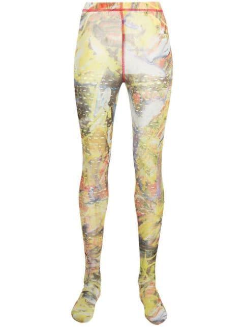abstract-print footed leggings by DIESEL
