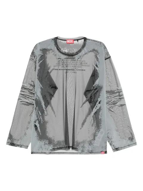 abstract-print mesh T-shirt by DIESEL