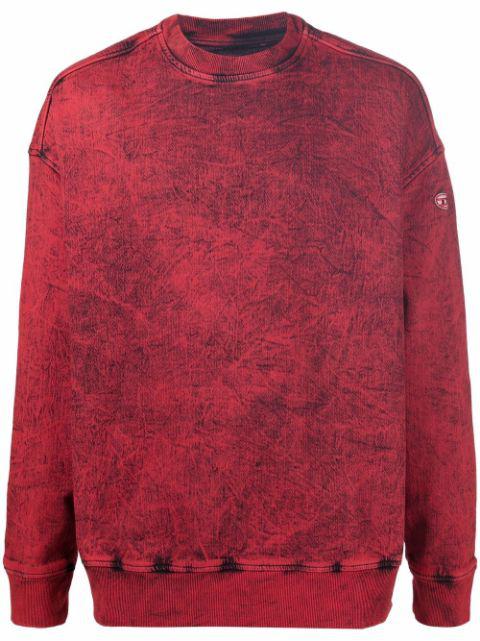acid-wash crew neck sweatshirt by DIESEL