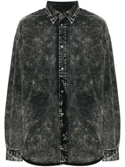 acid-wash logo-embroidered shirt by DIESEL