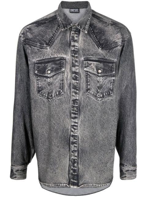acid-wash long-sleeve shirt by DIESEL
