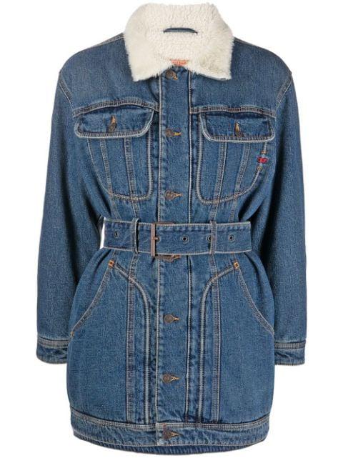 belted denim long-sleeve dress by DIESEL