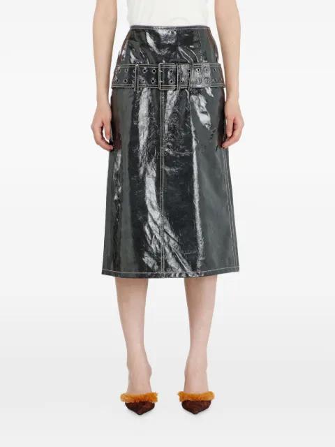 belted patent leather midi skirt by DIESEL