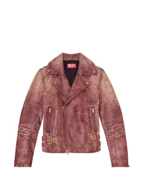biker crackled-leather jacket by DIESEL
