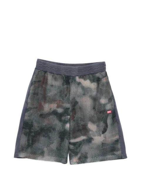 camouflage mesh track shorts by DIESEL