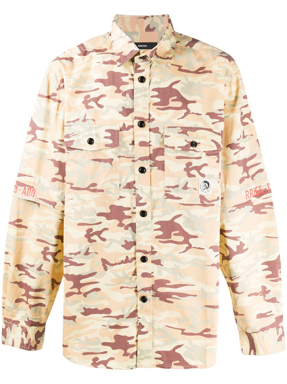 camouflage-print two-pocket overshirt by DIESEL
