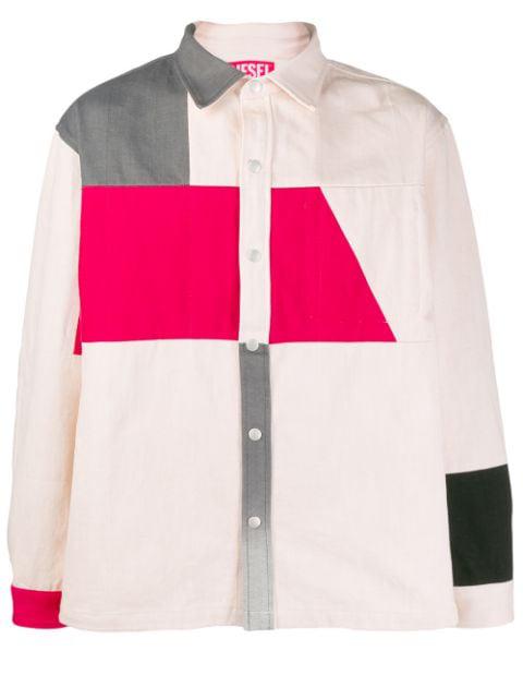 colour block shirt jacket by DIESEL