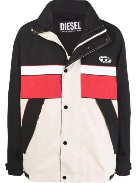 contrast-panel funnel neck jacket by DIESEL