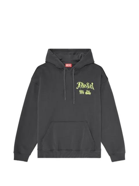 cotton hoodie with flocked graphics by DIESEL
