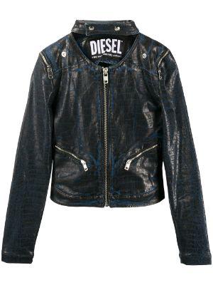 croc effect biker jacket by DIESEL