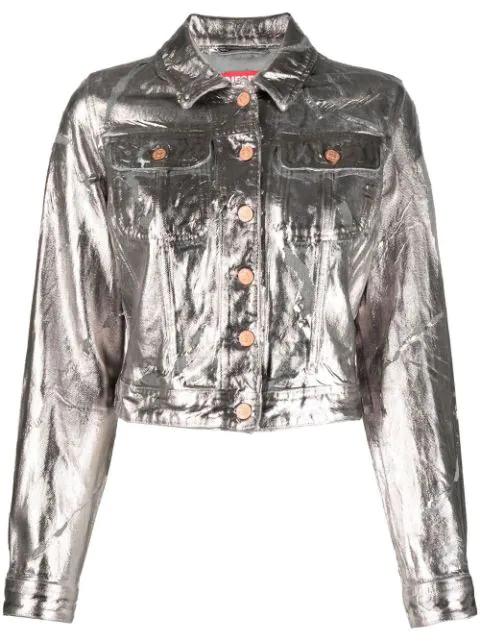 cropped metallic jacket by DIESEL