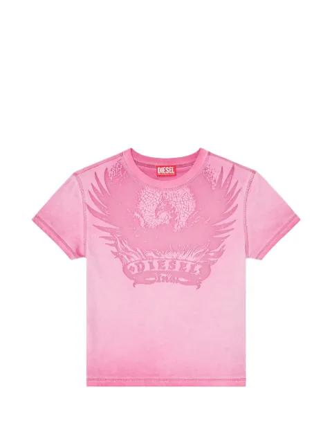 dévoré-phoenix cover-stitched cotton T-shirt by DIESEL