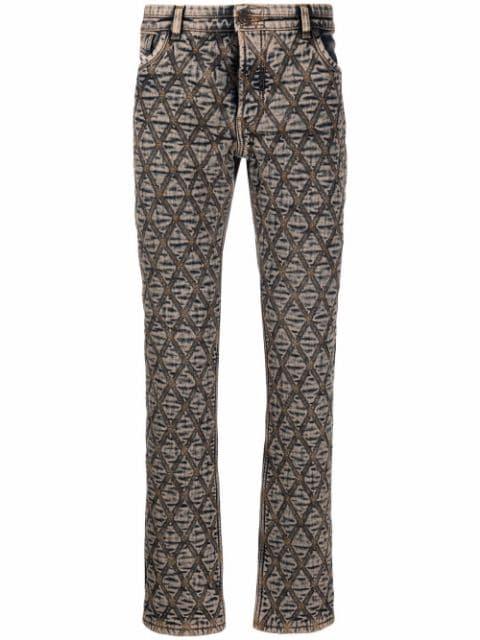 diamond embroidered slim fit jeans by DIESEL