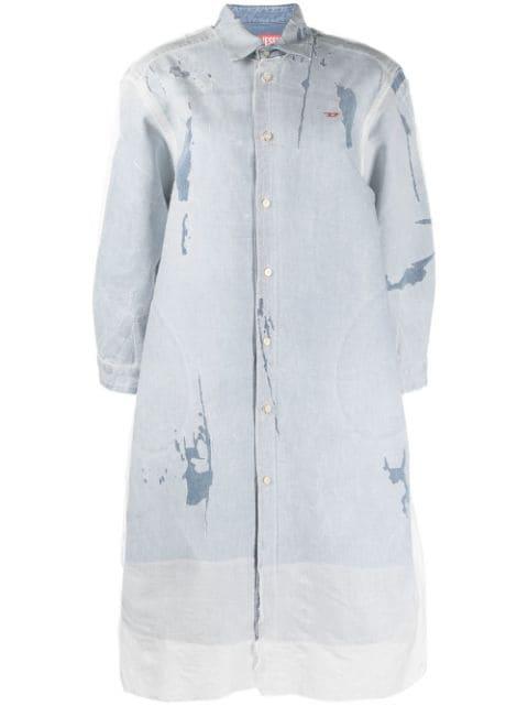 distressed denim shirt dress by DIESEL