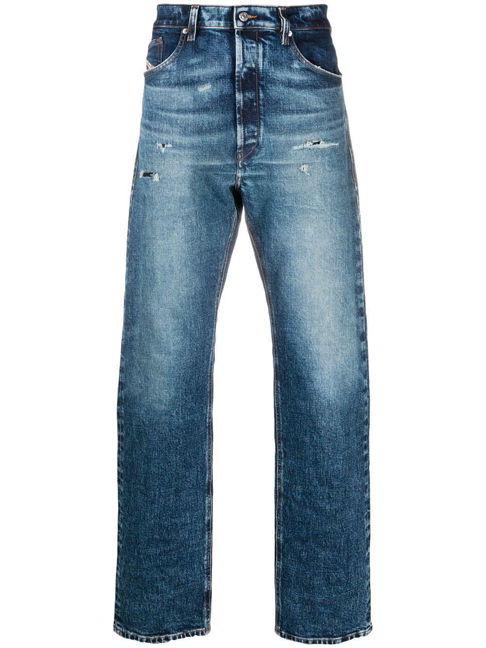 distressed straight-leg jeans by DIESEL