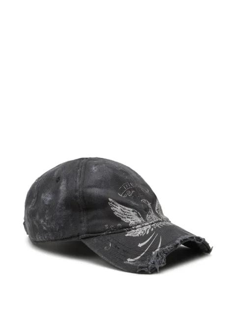 eagle-print distressed cap by DIESEL