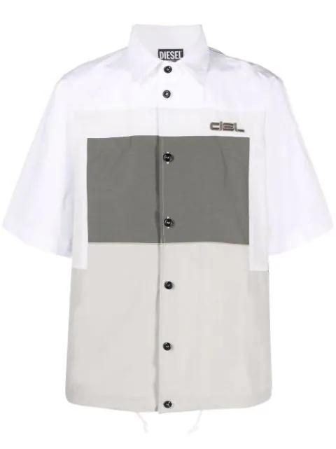 embroidered-logo colour-block shirt by DIESEL