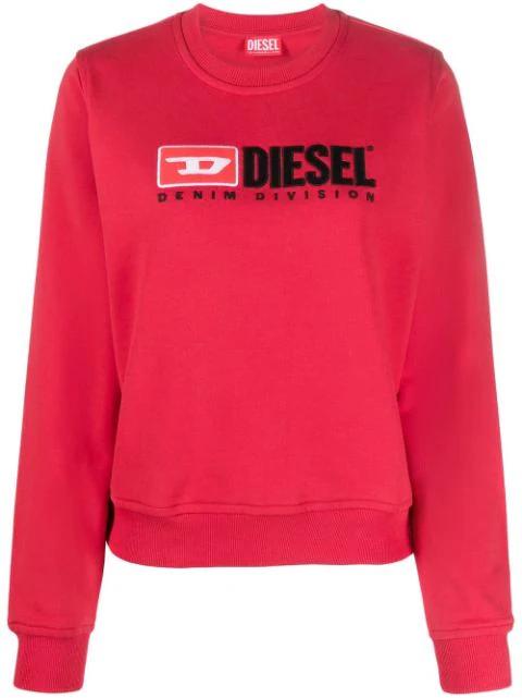 embroidered-logo crew neck sweatshirt by DIESEL