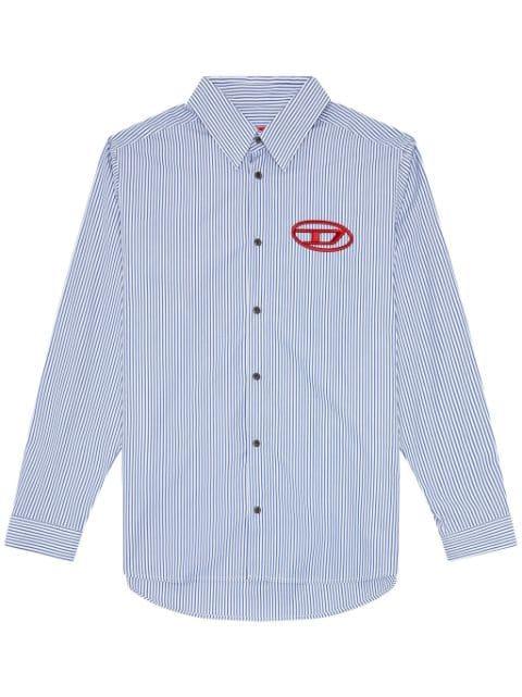 embroidered-logo striped poplin shirt by DIESEL