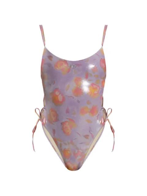 floral-print lace-up swimsuit by DIESEL