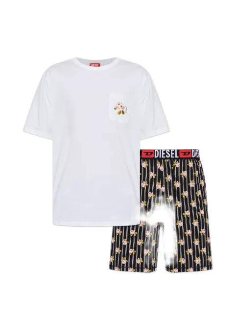floral-print striped cotton pajama set by DIESEL