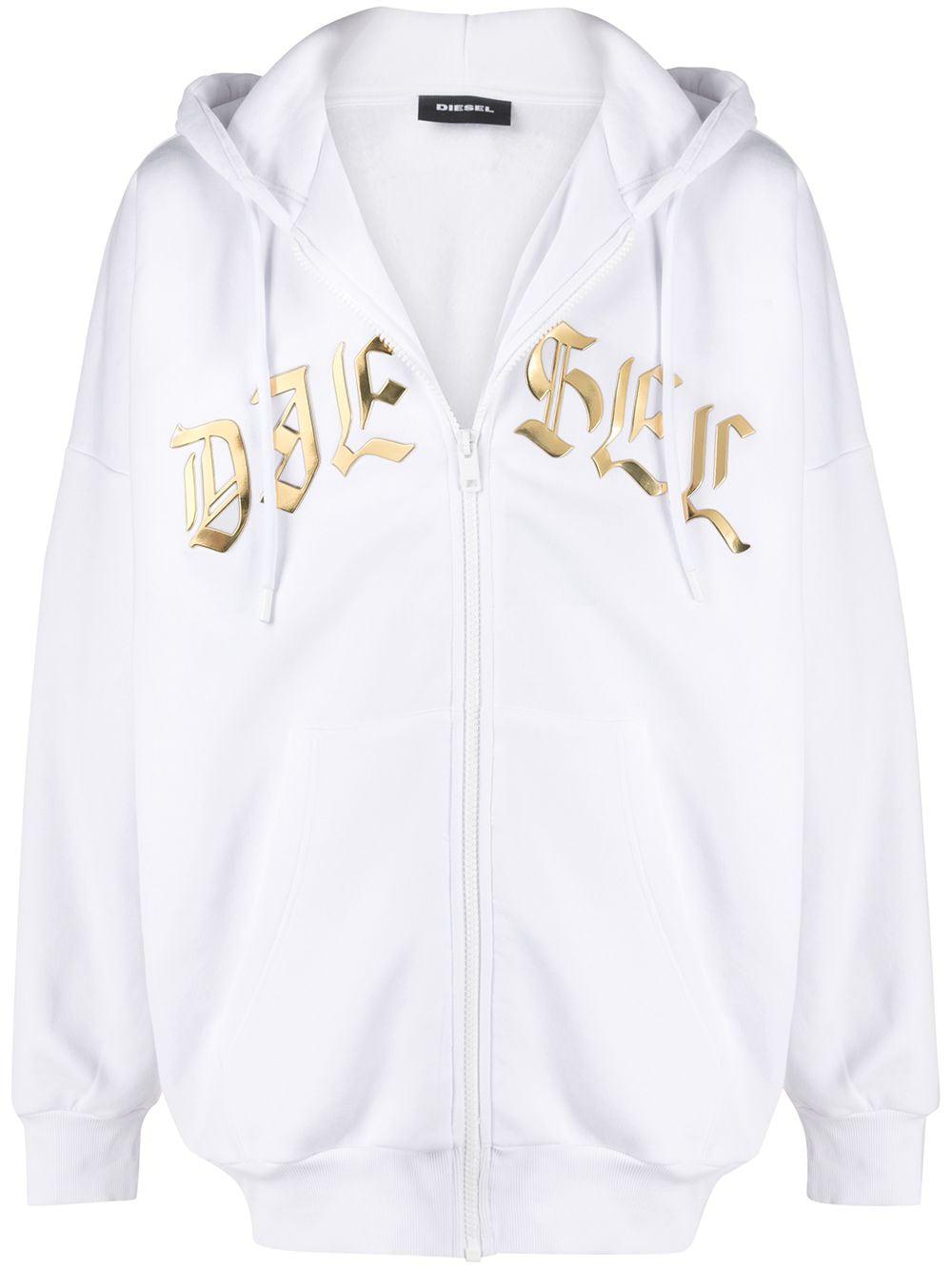 foil logo zip-up hoodie by DIESEL