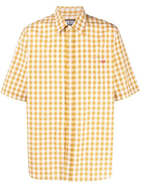 gingham-print short-sleeve shirt by DIESEL
