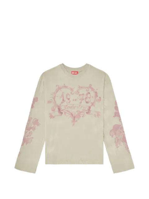 graphic-print long-sleeve cotton T-shirt by DIESEL