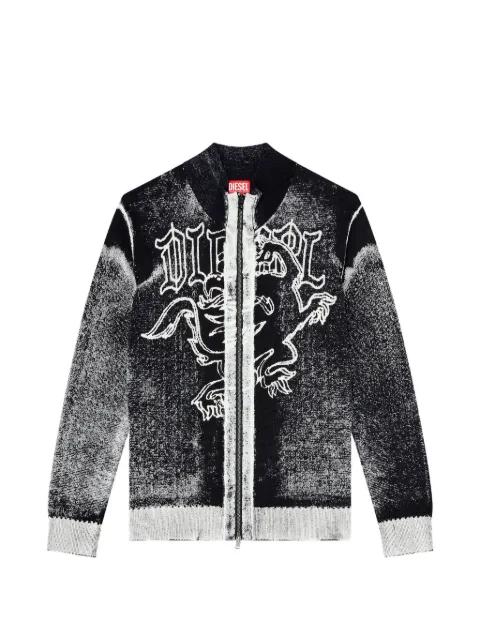 graphic-print zip-up cardigan by DIESEL