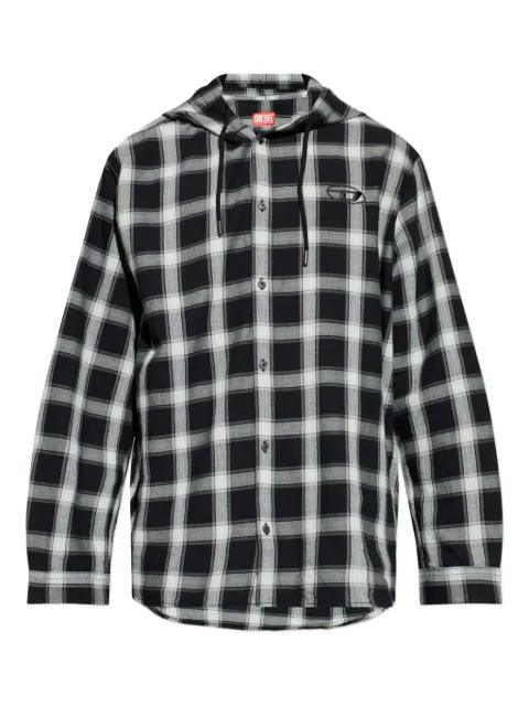hoodied plaid shirt by DIESEL