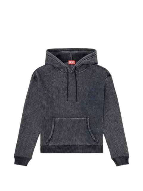 jacquard-mesh drawstring cotton hoodie by DIESEL