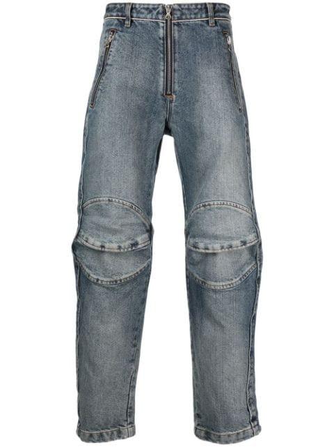 knee-pad zip-up jeans by DIESEL