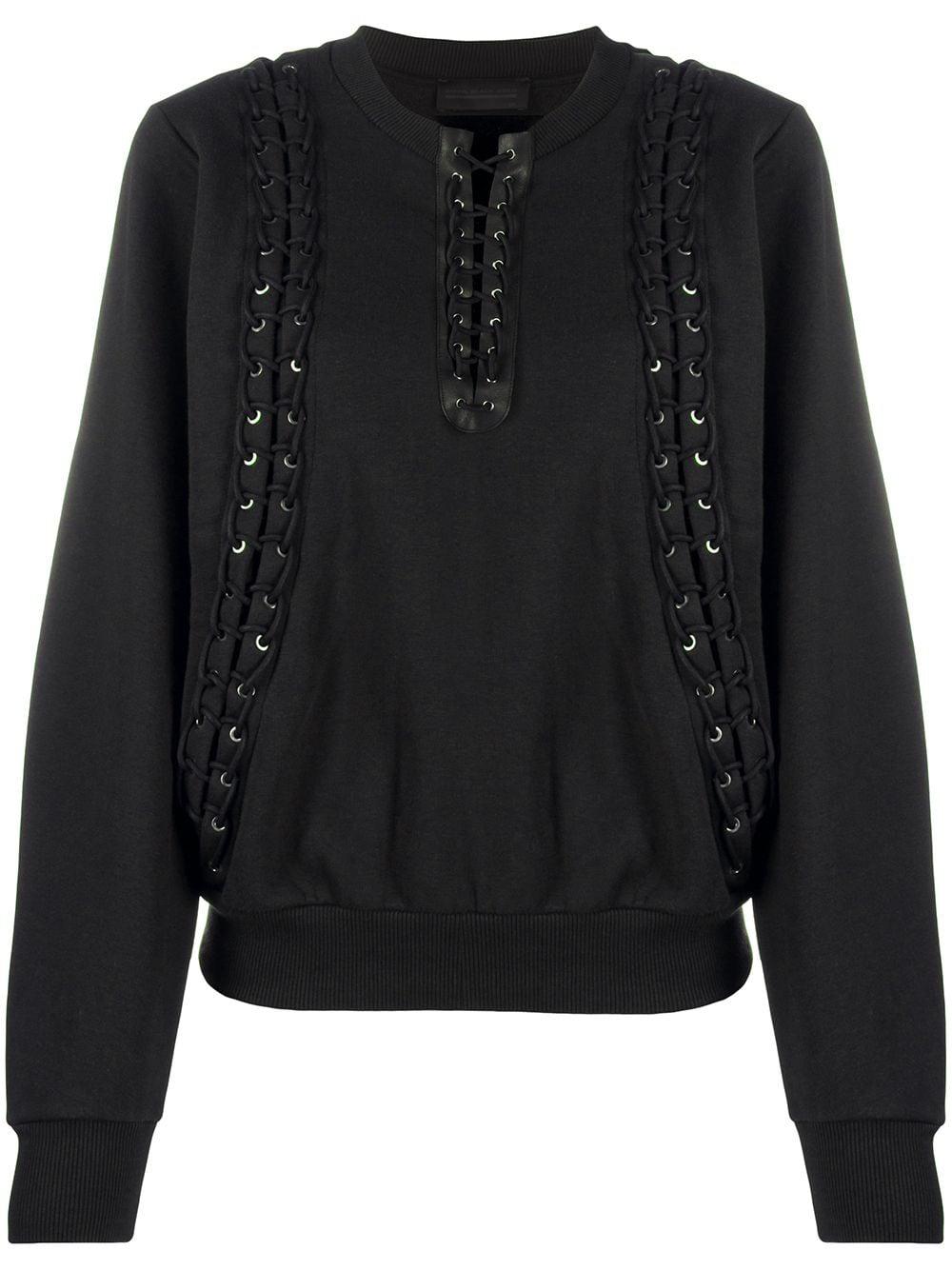 lace-up rib-trimmed sweatshirt by DIESEL